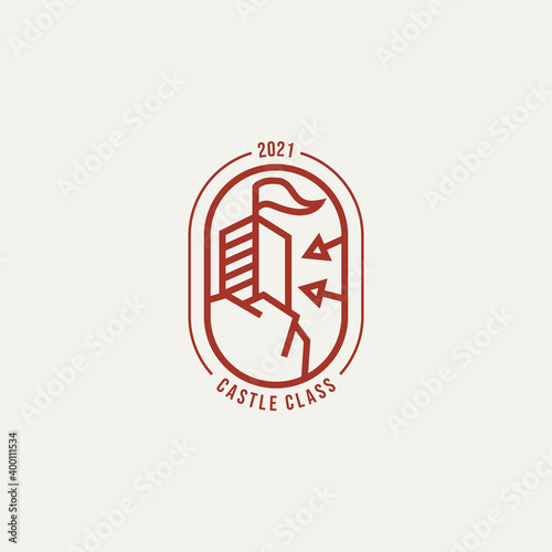 castle class minimalist line art logo template vector illustration design