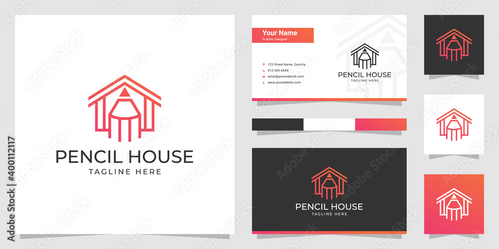 pencil house minimalist logo design pencil house minimalist logo design