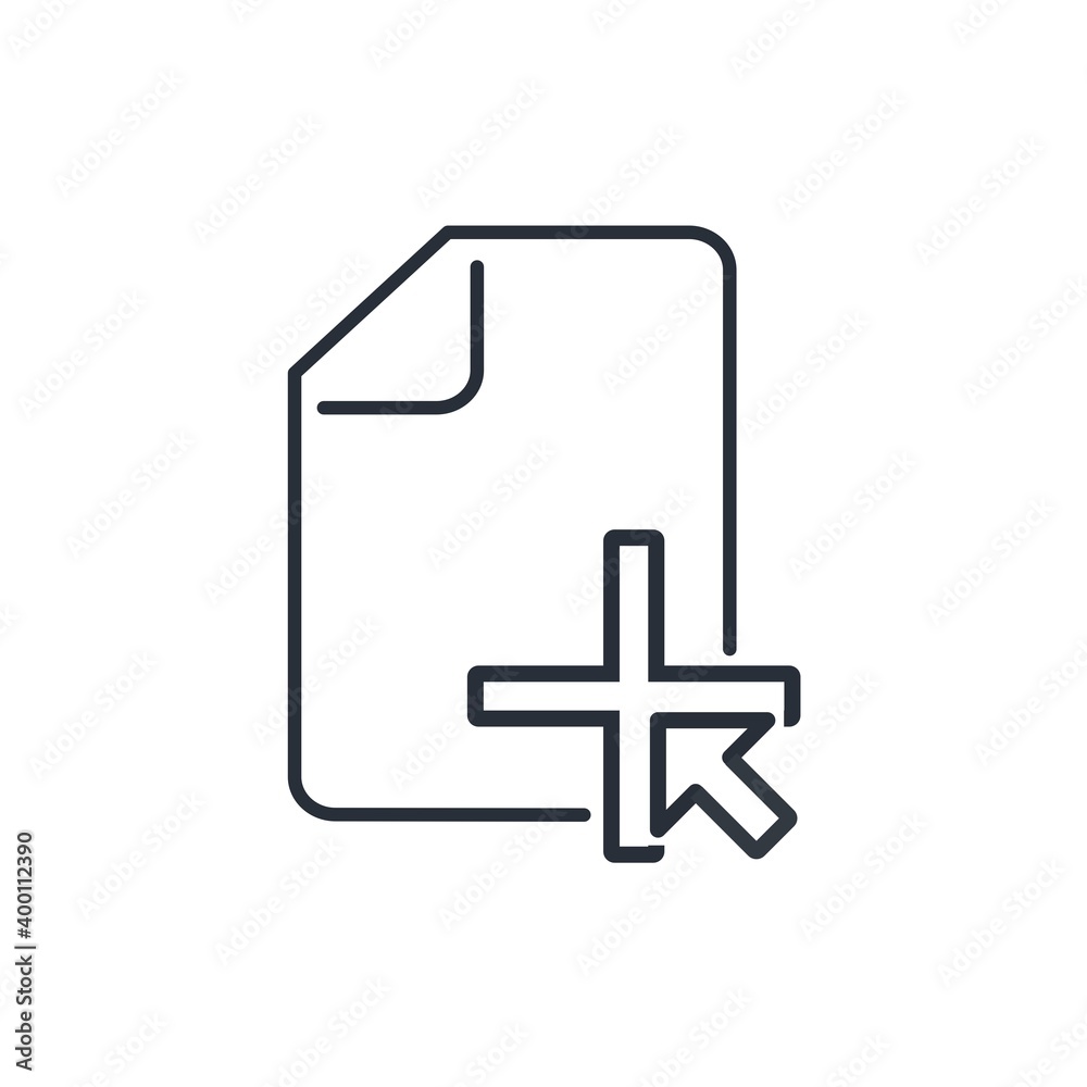 Fototapeta premium Document and plus sign. Additional Information. More details. Vector linear icon isolated on white background.