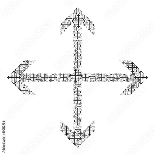 Repeating composition from expand arrows. Flat vector expand arrows composition is made from scattered recursive expand arrows elements.