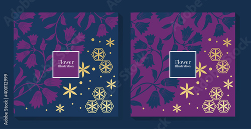 Purple and Gold Botanical Background