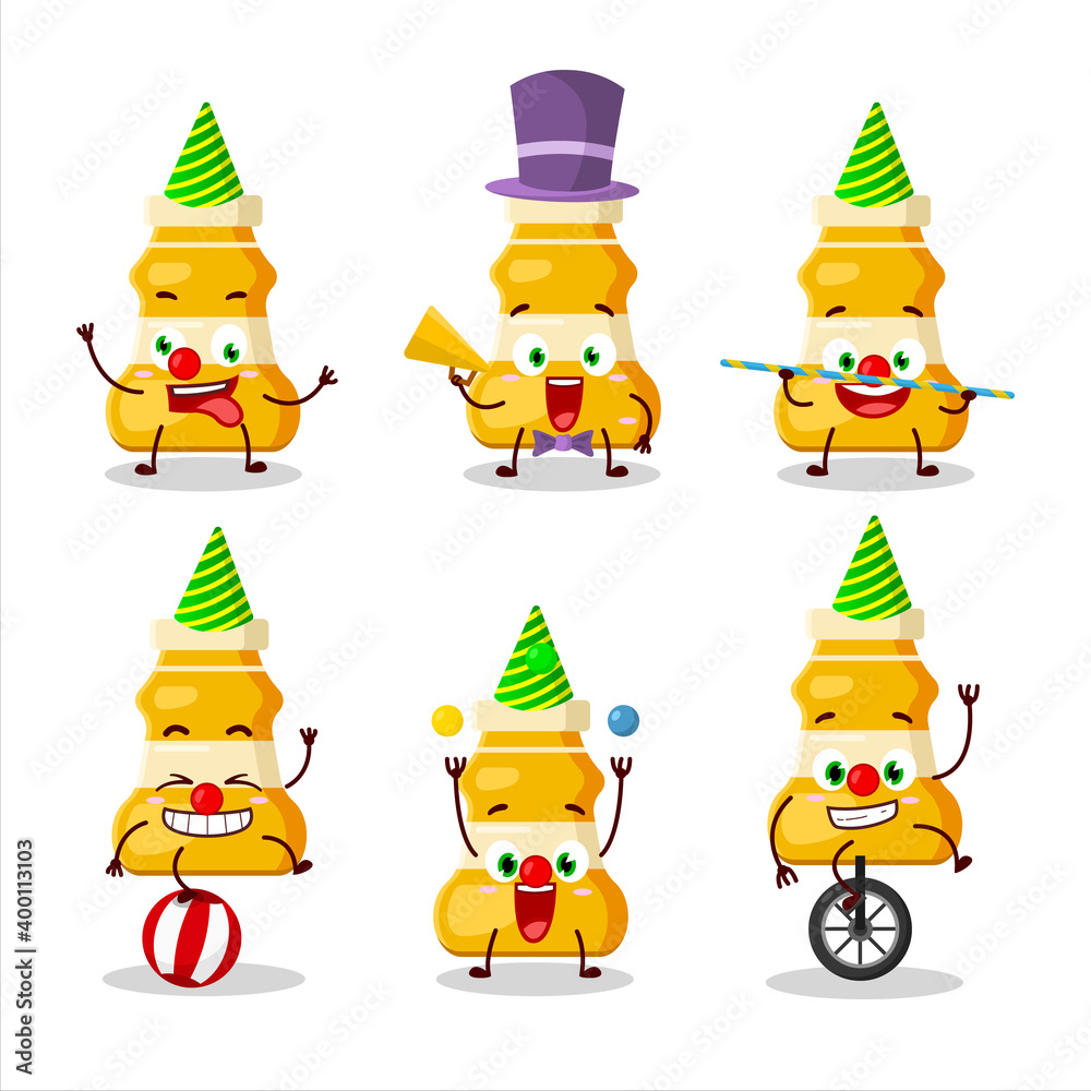 Fototapeta premium Cartoon character of curry sauce with various circus shows