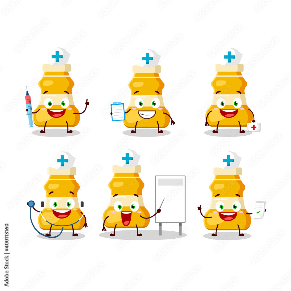 Doctor profession emoticon with curry sauce cartoon character Doctor profession emoticon with curry sauce cartoon character