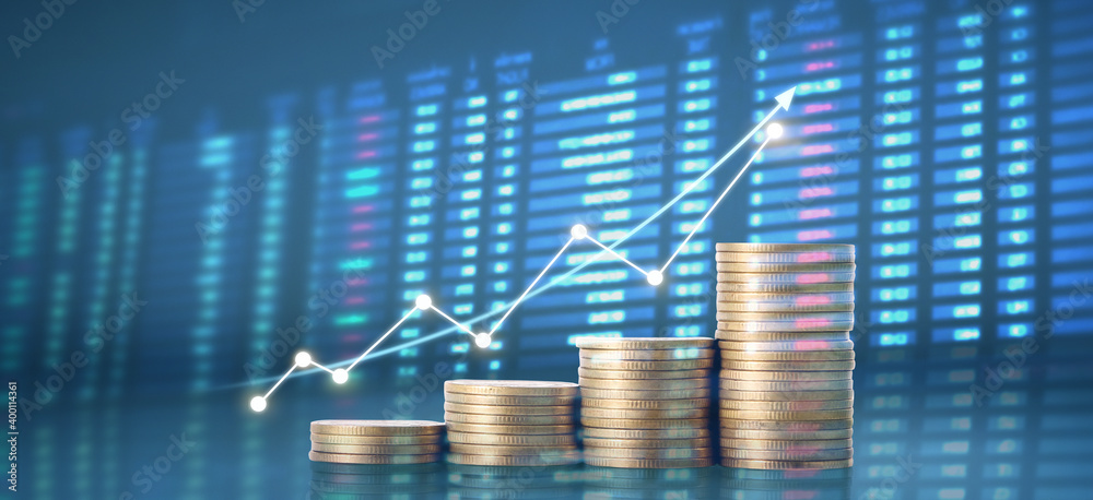 Stock market trading graph candlestick chart suitable for financial investment concept, business chart and coins Stock market trading graph candlestick chart suitable for financial investment concept, business chart and coins