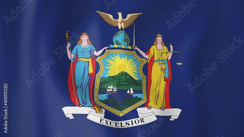 New York State animated flag. Seamless loop. 4K