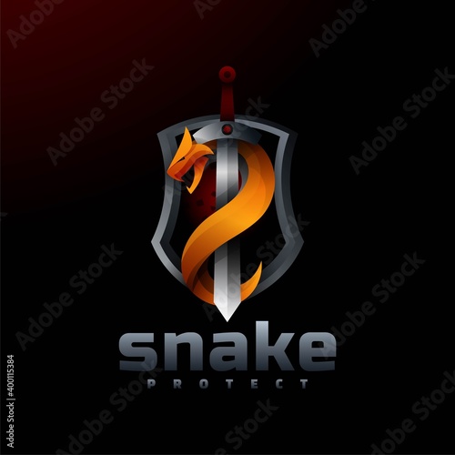 Vector Logo Illustration Snake Gradient Colorful Style.