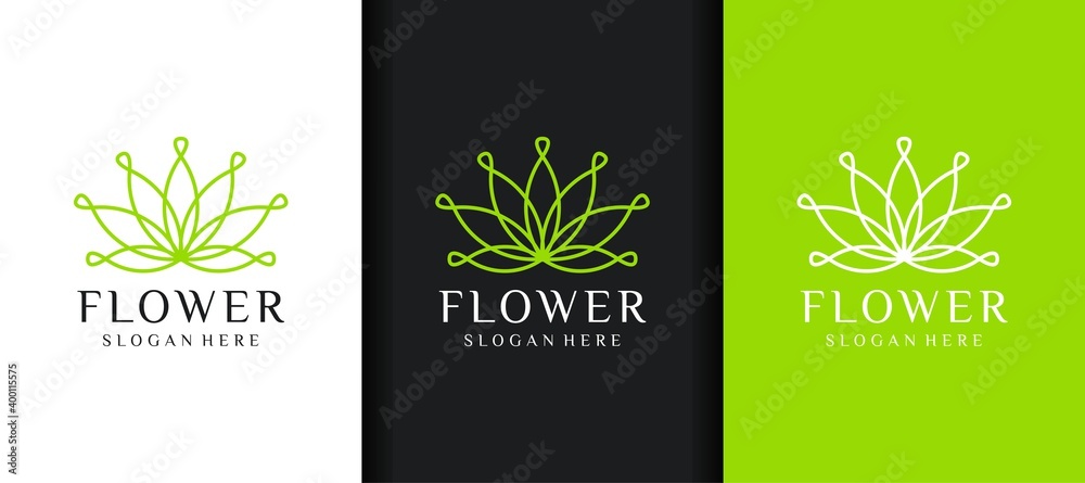 Feminine Lotus Logo and Pattern Illustration Vector Graphic Design