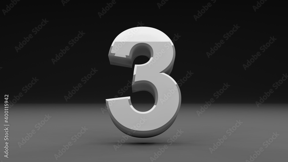 3d illustration of number 3 on isolated background 3d illustration of number 3 on isolated background