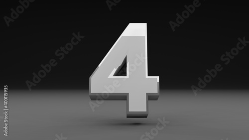 3d illustration of number 4 on isolated background