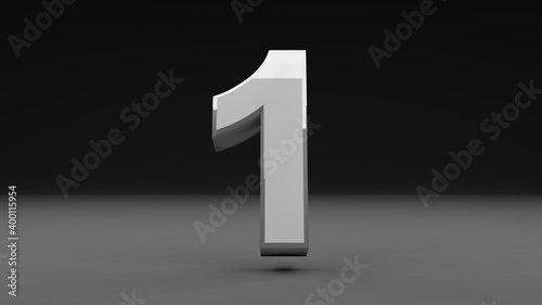 3d illustration of number 1 on isolated background
