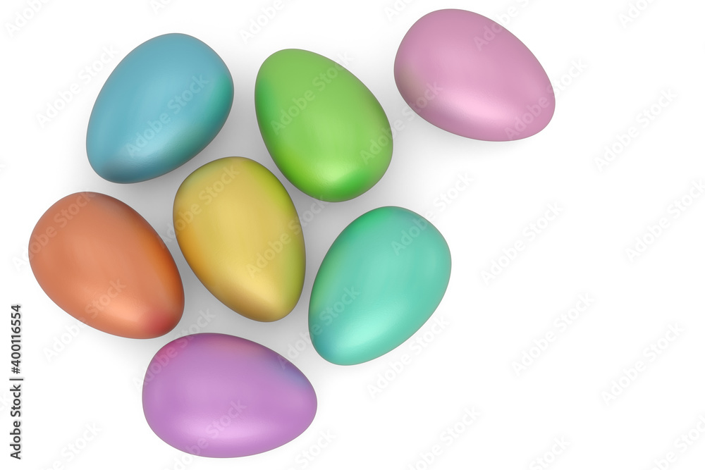 Easter eggs Isolated On White Background, 3D rendering. 3D illustration. Easter eggs Isolated On White Background, 3D rendering. 3D illustration.