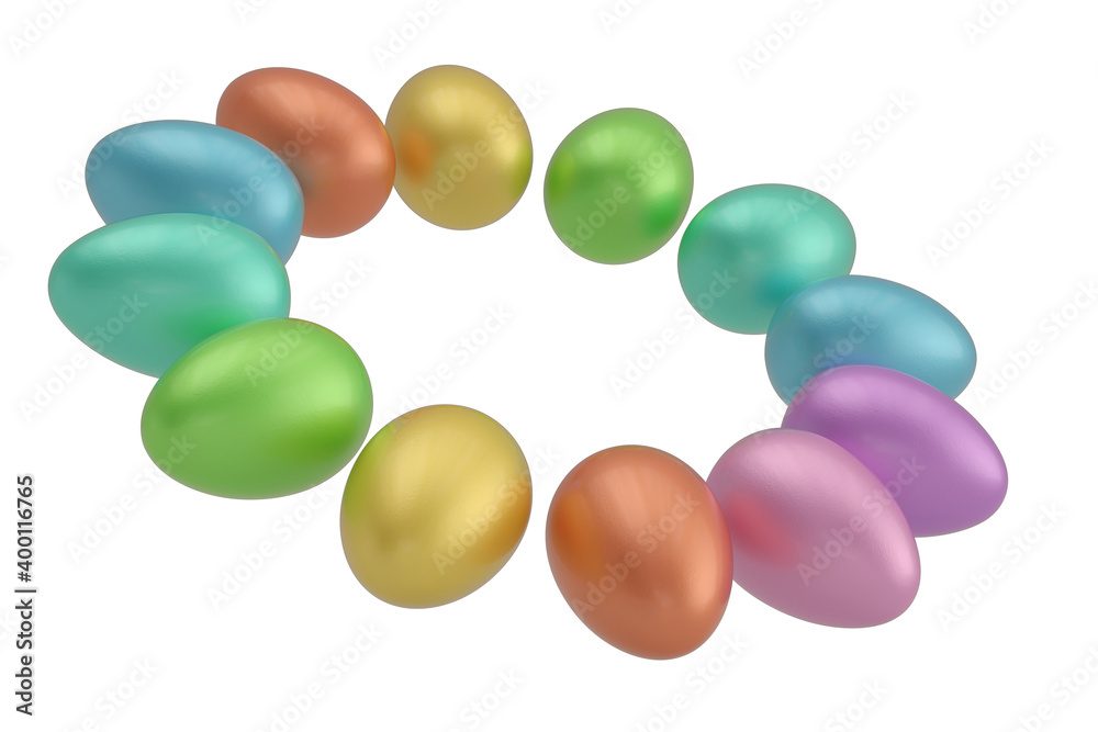 Easter eggs Isolated On White Background, 3D rendering. 3D illustration. Easter eggs Isolated On White Background, 3D rendering. 3D illustration.
