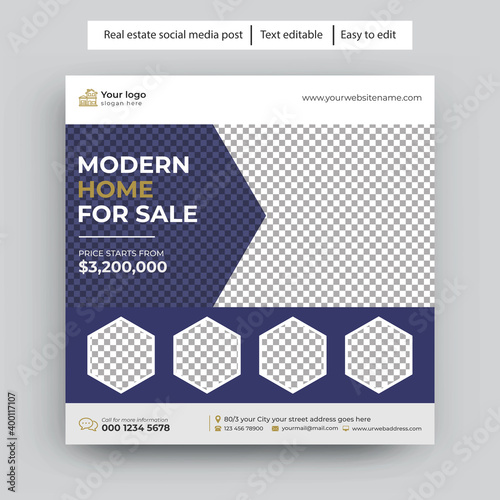 Real estate home sale social media post template