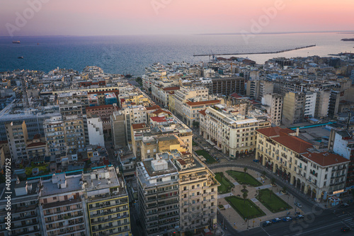 Thessaloniki at sunset cityscape, Greece..