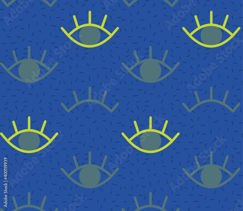 Seamless geometric pattern with the image of eyes, sleep, eyelashes. Vector design for web banner, business presentation, brand package, fabric, print, wallpaper, postcard.
