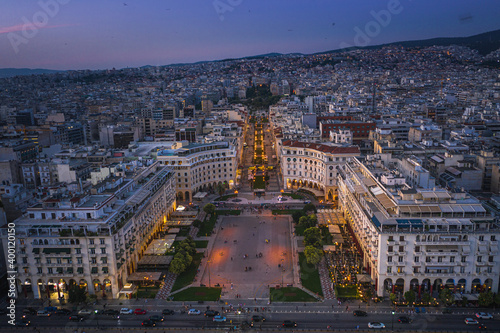 Aerial view of famous Aristotelous Square in Thessaloniki city, Greece.