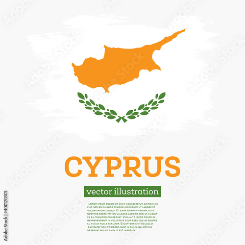 Cyprus Flag with Brush Strokes. Independence Day.