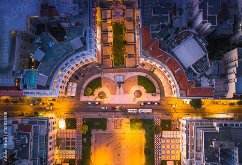 Aerial view of famous Aristotelous Square in Thessaloniki city, Greece. View down photo