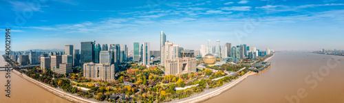 Aerial photography of Hangzhou city modern architecture landscape skyline © 昊 周