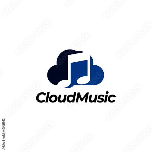 Cloud Music Logo. Cloud music storage logo design. Audio cloud vector design 