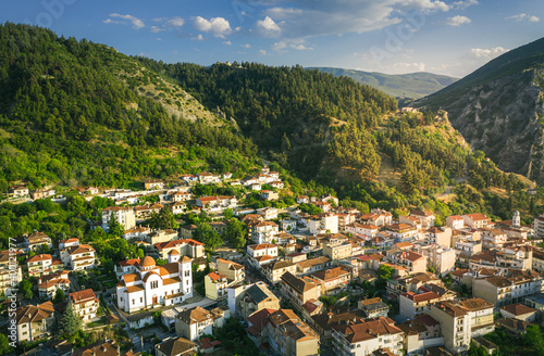 servia city, aerial view from drne, Greece