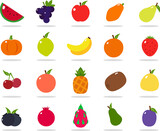 Fruits Flat Design Icon Set stock illustration