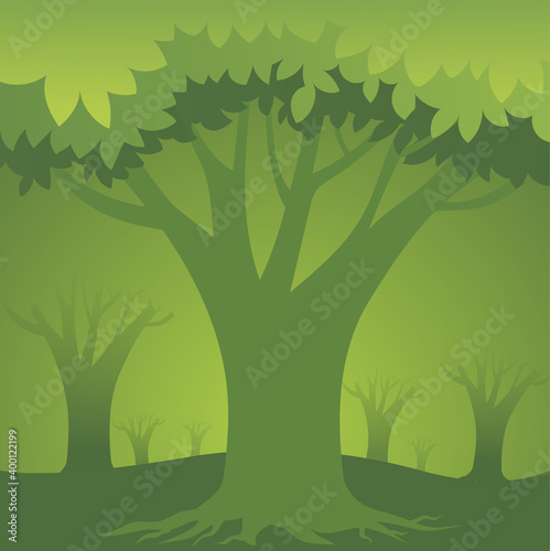 Vector tropical Green rainforest Jungle forest background stock illustration