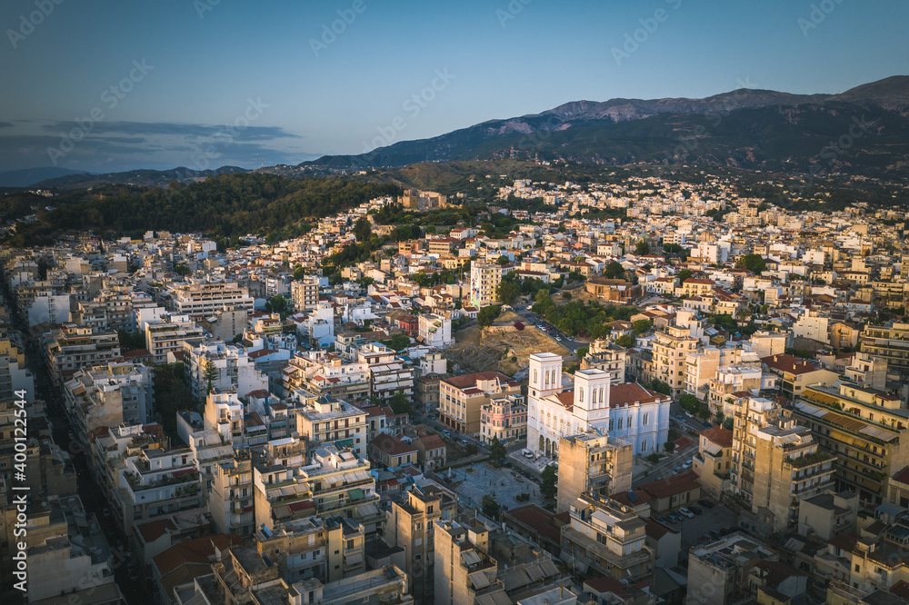Aerial drone photo of famous town and castle of Patras, Achaia, Peloponnese, Greece