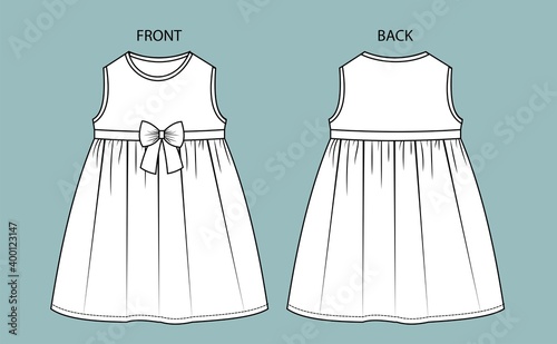 dress for kids front and back view.  