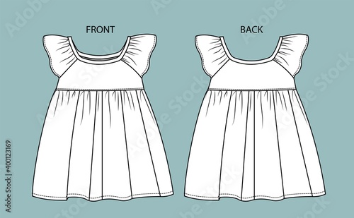 dress for kids front and back view.  