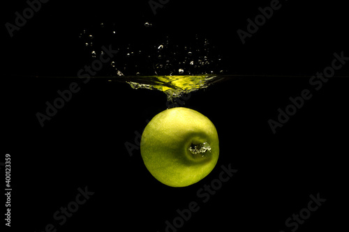 An apple in water