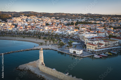 Rethymno city at Crete island in Greece. The old venetian harbor. photo