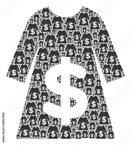 Recursive composition of dress sale. Flat vector dress sale abstraction is done of scattered recursive dress sale items.