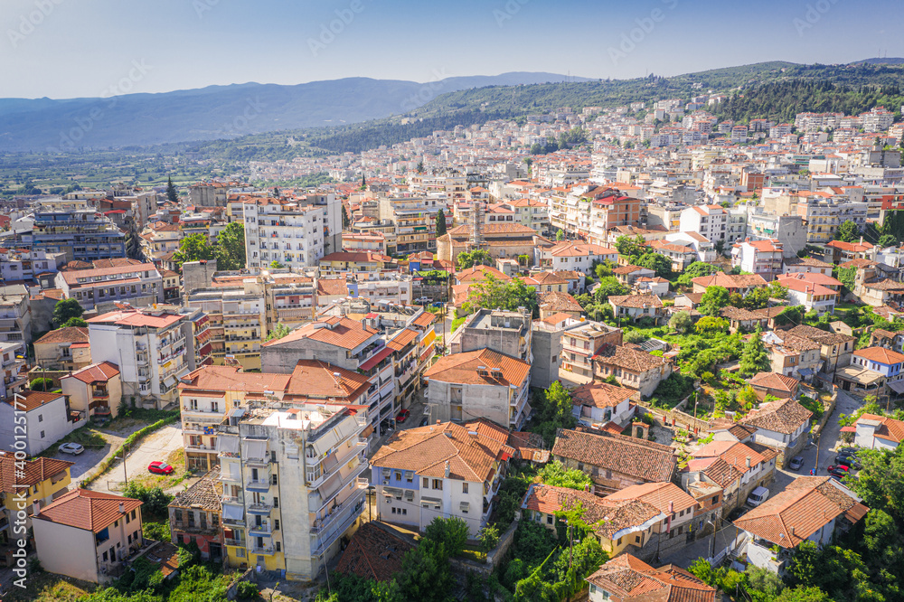 Landscape with panoramic view of Veria a historic town, Greece.
