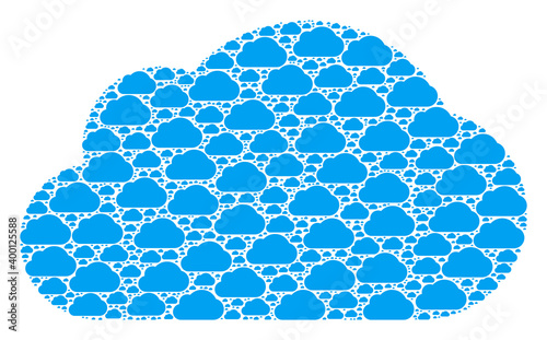 Repeating combination from cloud. Flat vector cloud mosaic is designed from repeating itself cloud elements.
