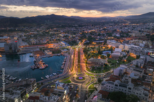 Aerial panoramic view of Volos city at twilight. Magnesia - Greece. © Mariana Ianovska