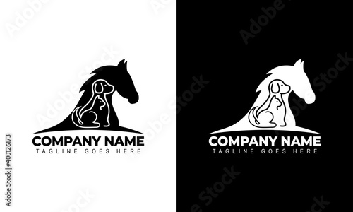Creative Vector of a Horse, Dog, Cat logo design Animals. graphic illustration
