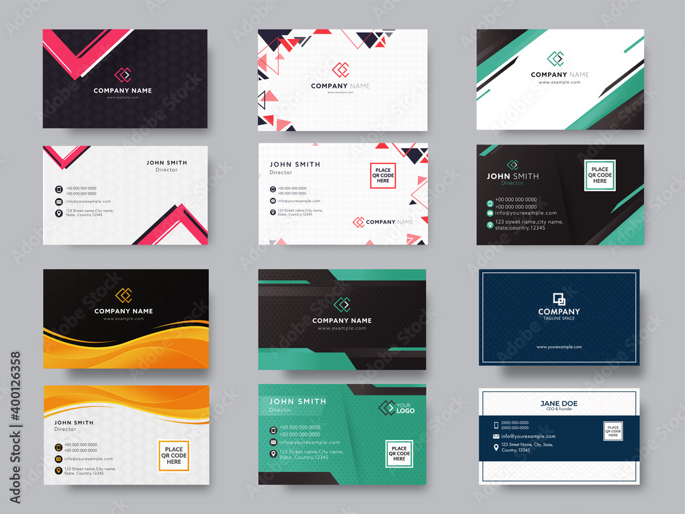 Set Of Editable Business Or Visiting Card In Front And Back View. Set Of Editable Business Or Visiting Card In Front And Back View.