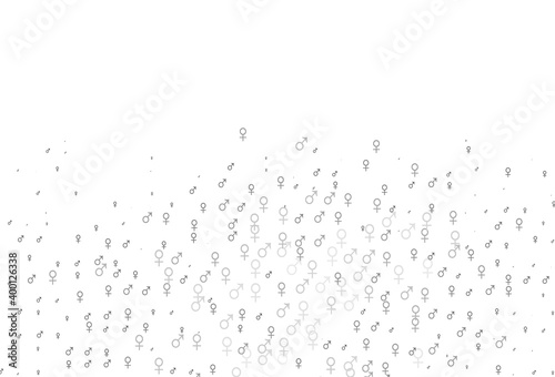 Light silver, gray vector background with gender symbols.