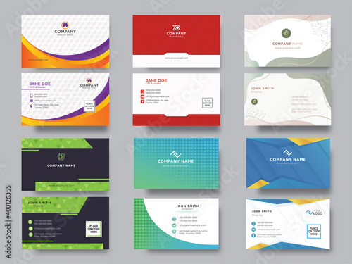 Creative Business Or Visiting Card With Abstract Pattern In Six Options.
