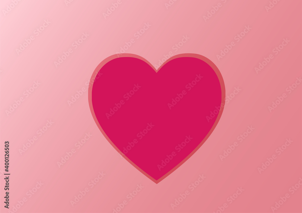 Illustration Vector background. Valentine day concept. Red hearts on a sweet pink background.