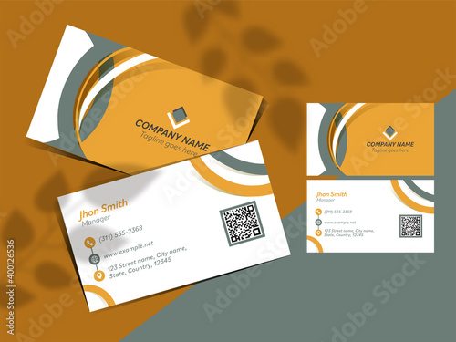 Modern Abstract Business Or Visiting Card Design In Front And Back View.