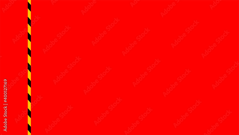 Obraz premium tape line yellow black stripe isolated on red banner background, warning space with ribbon tape sign or comfort safety zone, safety banner for copy space, ribbon yellow black stripe, tape line caution
