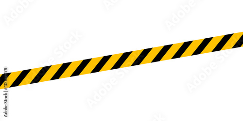 caution tape line isolated on white for banner background, tape yellow black stripe pattern, ribbon tape sign for comfort safety zone, copy space