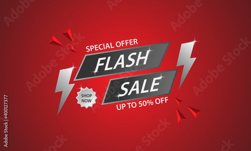 Flash sale special offer, banner template design, vector illustration.