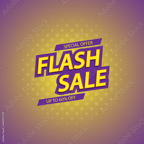 Flash sale special offer, banner template design, vector illustration.