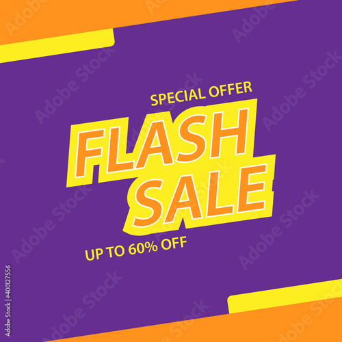 Flash sale special offer, banner template design, vector illustration.