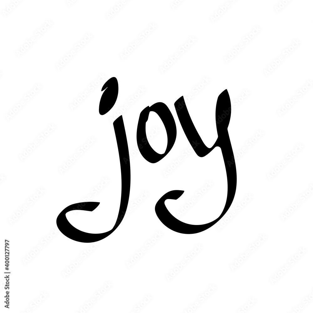 Joy. Isolated calligraphy lettering, word design template, vector illustration Joy. Isolated calligraphy lettering, word design template, vector illustration