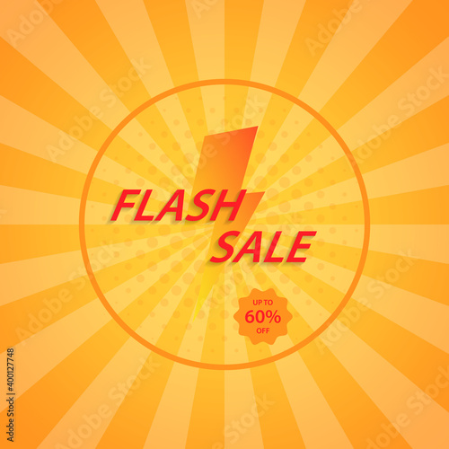 Flash sale special offer, banner template design, vector illustration.