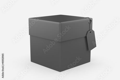 packaging box with Label Mockup isolated white background. 3d illustration